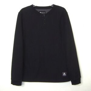 MATIX Bonded Thermal Waffle Fleece Long Sleeve Henley Black